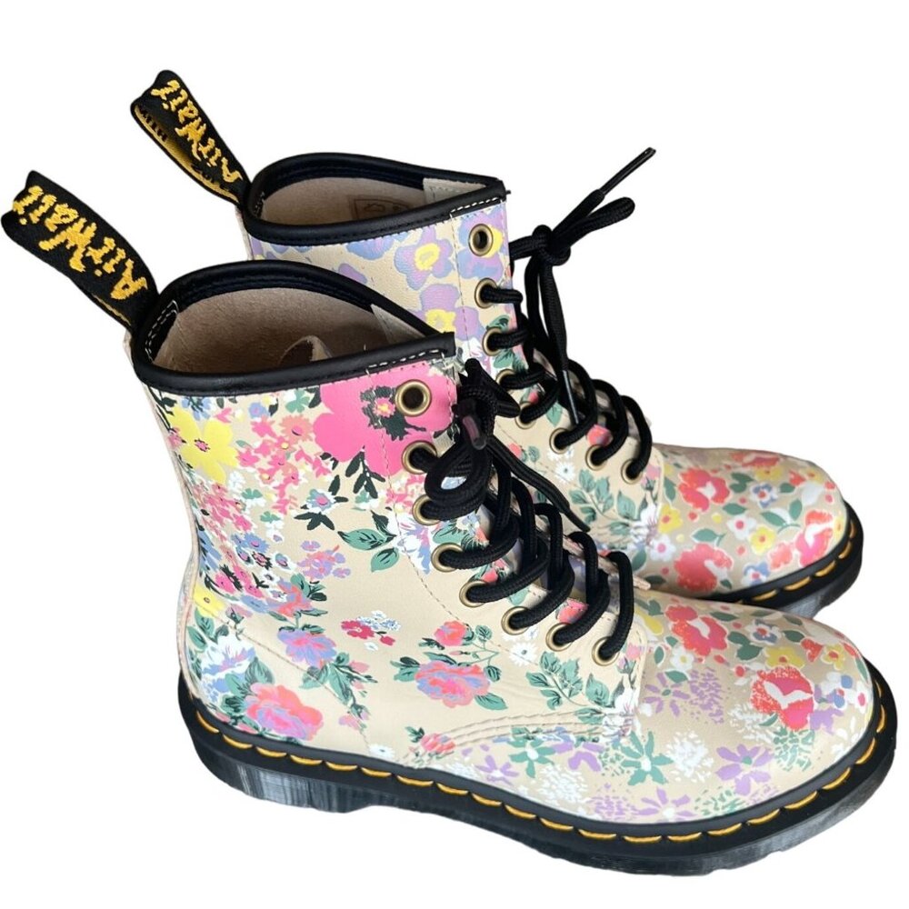 NEW Dr. Martens 1460 Floral Lace Up Women's Leather Boots Size 6